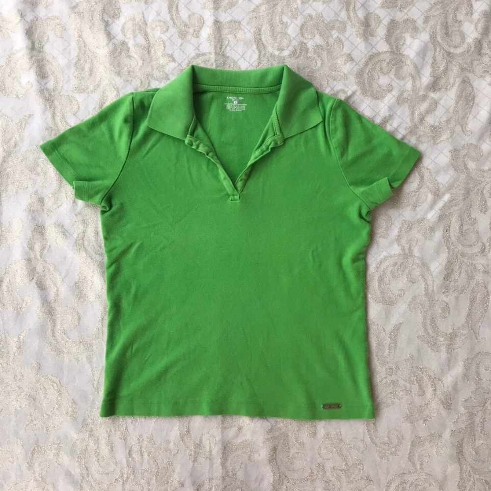 - green polo v neck tee
